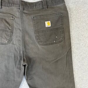 Carhartt Mens Slim Fit Canvas Work Pants Gray 37x31 Distressed Paint Splatter